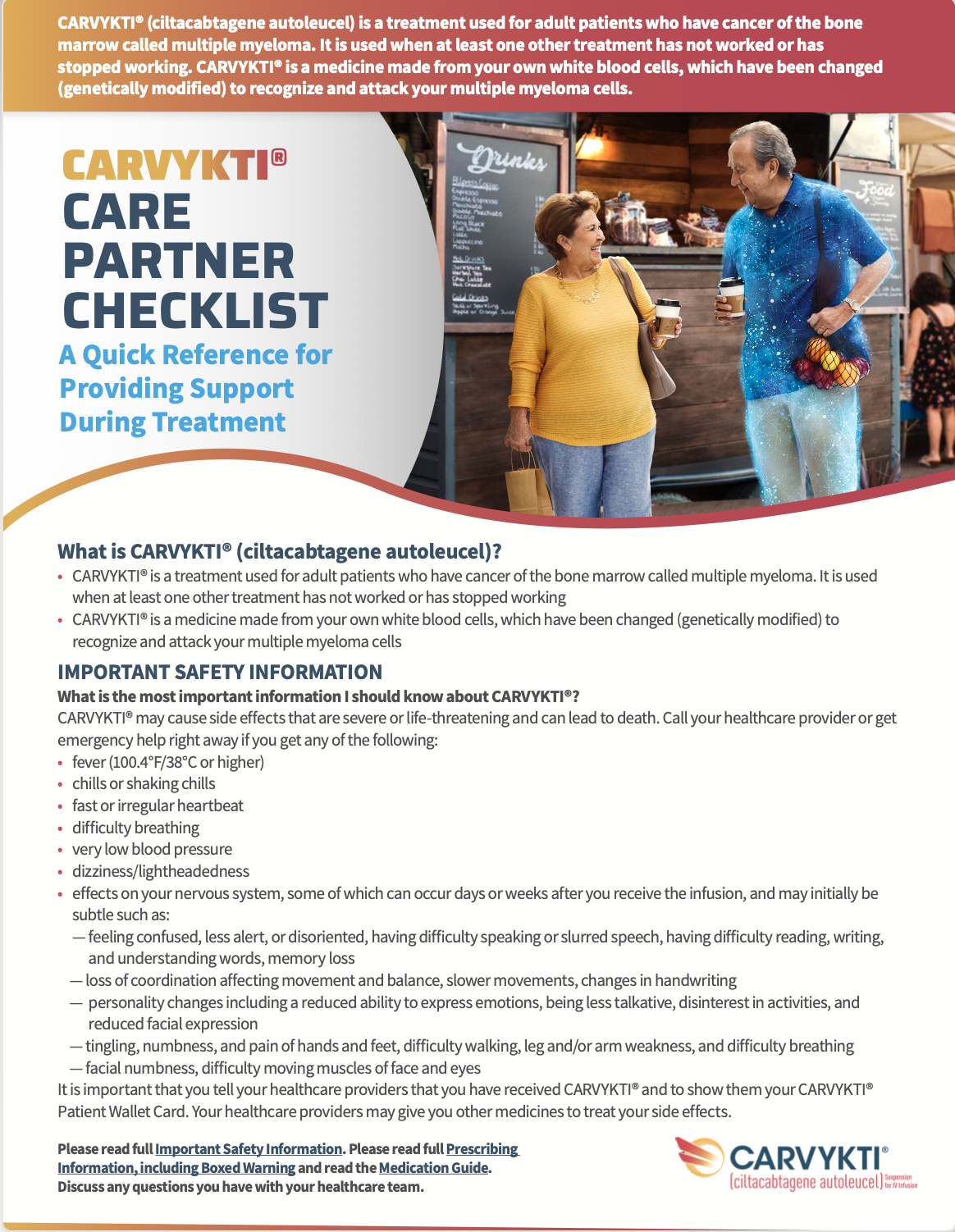 CARVYKTI® care partner checklist 